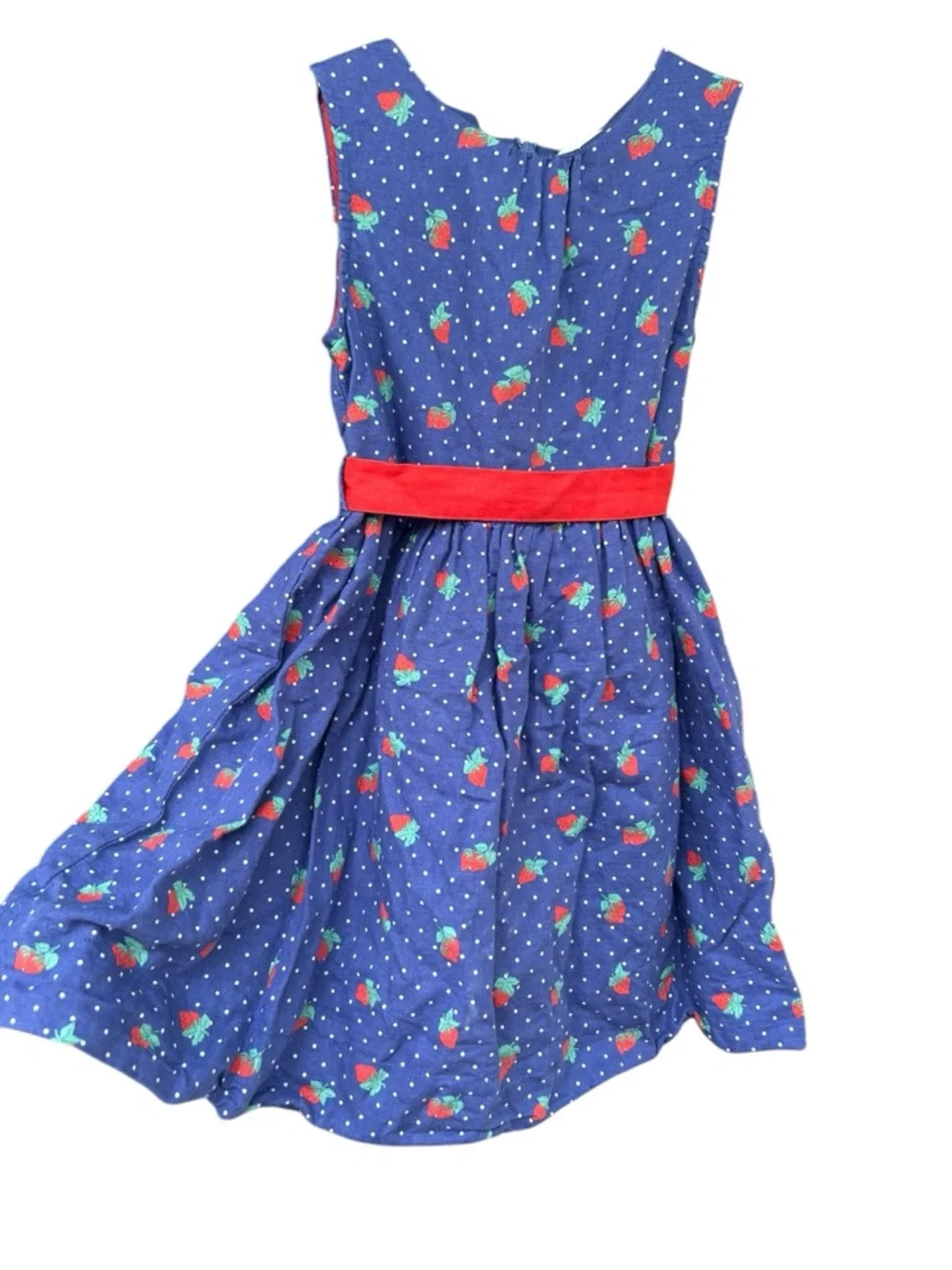 Mini Boden Strawberry Dress Navy Vintage Vibes Cotton Sundress Spring Summer 5-6